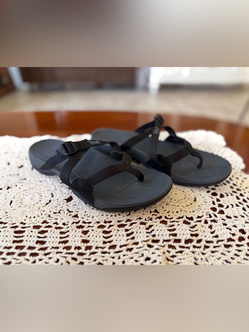 Teva Black Women's Strappy Toe-Loop Sport Sandals